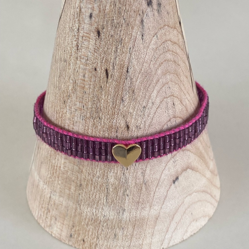 Kate Spade Gold Heart beaded Purple Bracelet